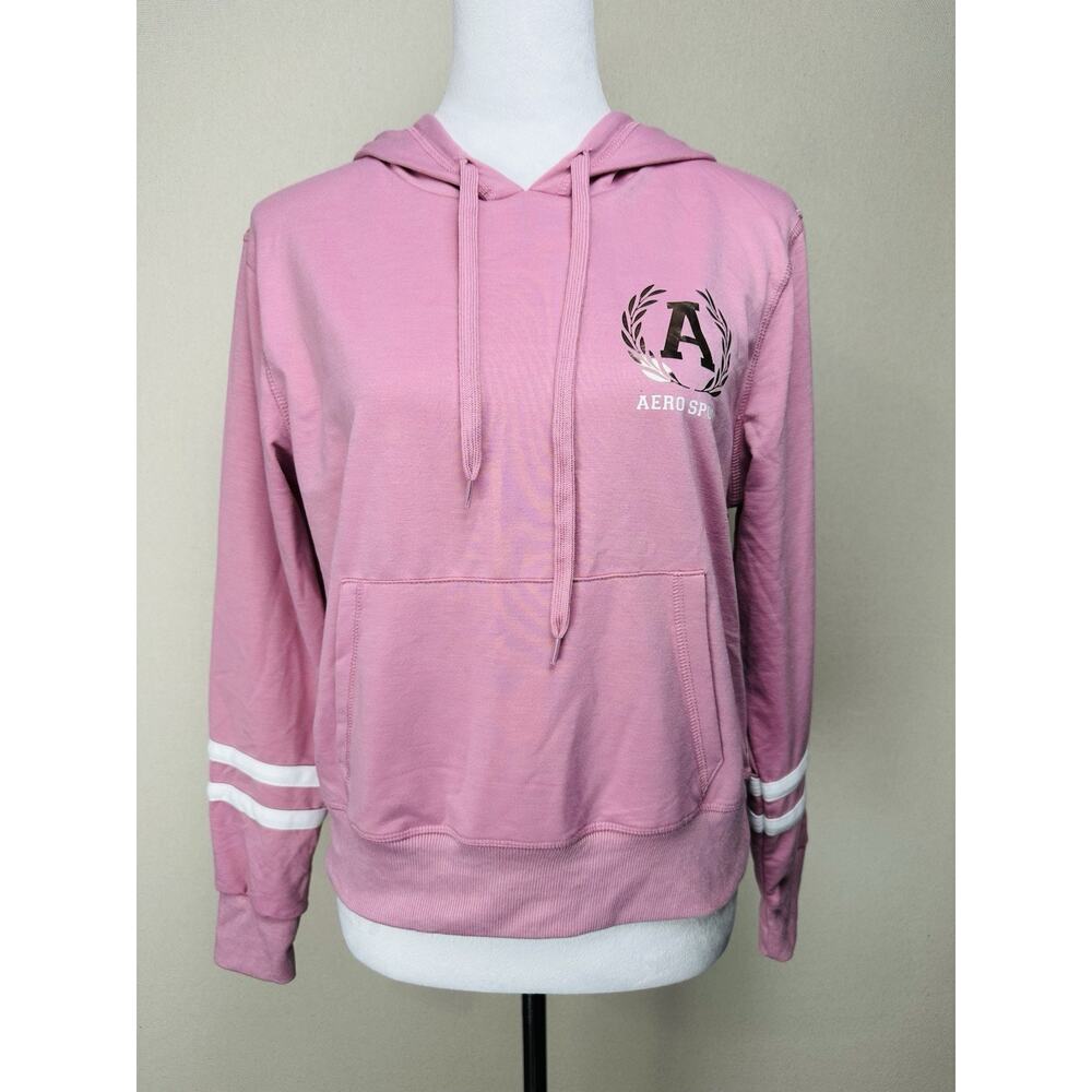 Aero Sport Women's Sz M Hoodie French Terry Casual Athleisure‎ Silver Logo NWT